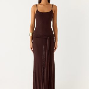 Matoma Bodysuit Maxi Dress - Cool Chocolate