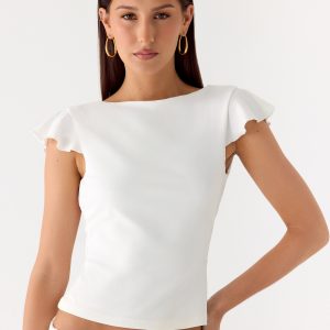 Maxina Cap Sleeve Top - White