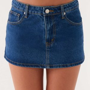Maysa Low Rise Mini Skirt - Dark Blue