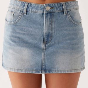 Maysa Low Rise Mini Skirt - Blue