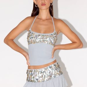 Merinda Halter Top - Misty Blue