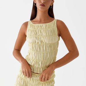Messina Ruched Tank Top - Yellow
