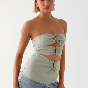 Micha Strapless Top - Khaki