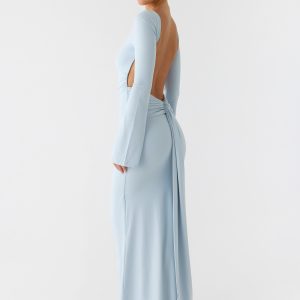 Midnight Song Long Sleeve Maxi Dress - Misty Blue