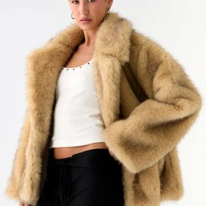 Milika Faux Fur Coat - Beige