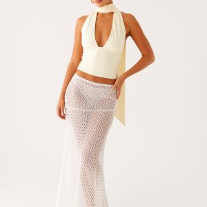 Milos Scarf Halter Neck Top - Yellow