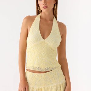 Mimi Beaded Top - Yellow