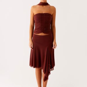 Mirage Midi Skirt - Chocolate