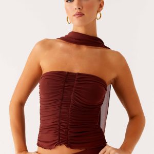 Mirage Scarf Top - Chocolate