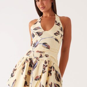 Mirelle Halter Neck Mini Dress - Buttercream Bliss
