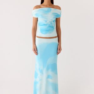 Moka Maxi Skirt - Blooming Blue