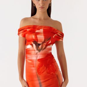 Moka Mini Dress - Fire Petal