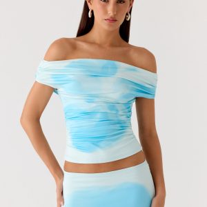 Moka Off Shoulder Top - Blooming Blue