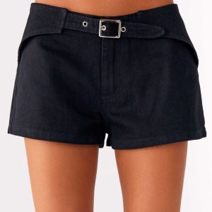 Montana Denim Mini Shorts - Black