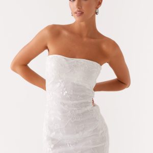 Moorey Beaded Mini Dress - White Silver