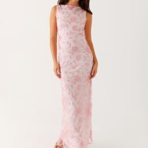 Moorey High Neck Maxi Dress - Pink