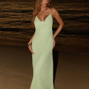 Morning Crush Cowl Maxi Dress - Lime