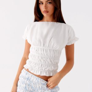 Natalia Ruched Top - Ivory