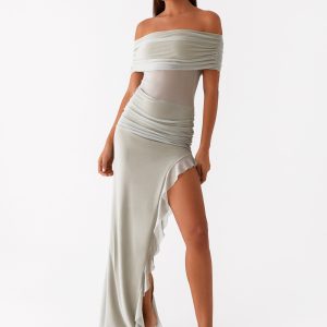 Nelly Off Shoulder Maxi Dress - Pistachio