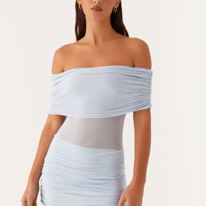 Nelly Off Shoulder Mini Dress - Blue