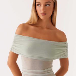 Nelly Off Shoulder Top - Pistachio
