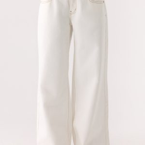 Neo Low Rise Wide Leg Denim Jeans - Ivory