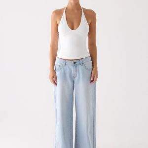 Neo Low Rise Wide Leg Denim Jeans - Light Blue Wash