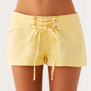 New Yorker Denim Mini Shorts - Yellow