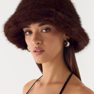 Nicolette Faux Fur Hat - Chocolate