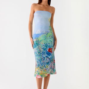 Niko Strapless Midi Dress - Spring Garden