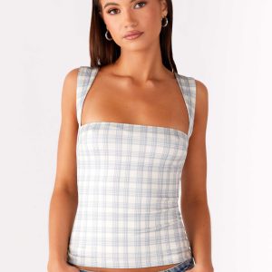 No Drama Strap Top - Grey Check