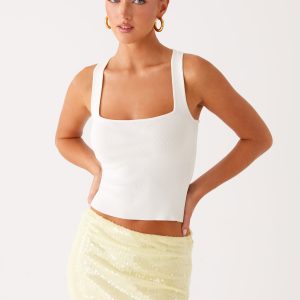 Nostalgic Nights Sequin Mini Skirt - Lemon Spritz