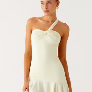 Not Your Fan Cut Out Mini Dress - Yellow