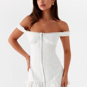 Odessa Frill Mini Dress - White