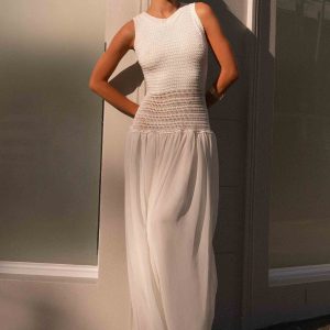 Off Grid Crochet Maxi Dress - White