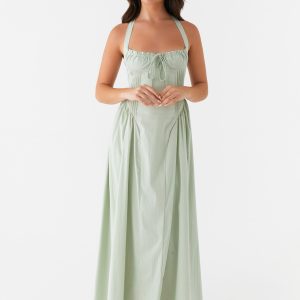 Olenna Halterneck Midi Dress - Sage