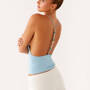 Ollie Knit Halter Top - Blue