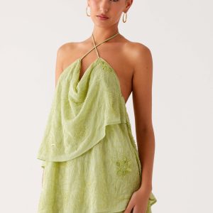 On The Go Beaded Mini Dress - Mint