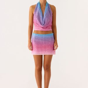 One More Time Sequin Knit Top - Disco Ombre