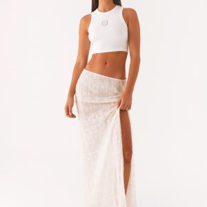 Opal Sequin Maxi Skirt - White