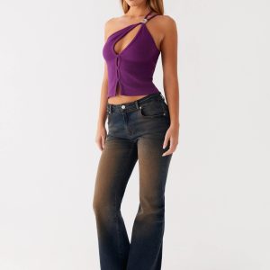 Oregon Flared Denim Jeans - Dirty Black Wash