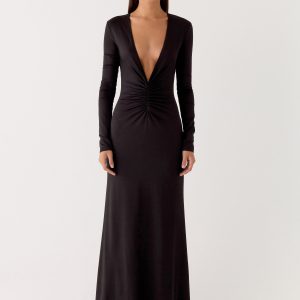 Palm Haze Maxi Dress - Black