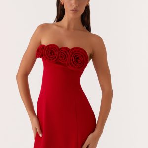 Patsie Strapless Mini Dress - Red