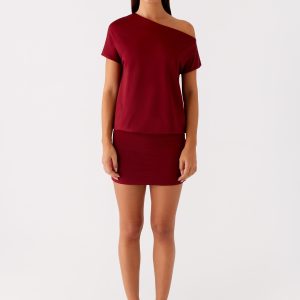 Paulie Mini Dress - Maroon