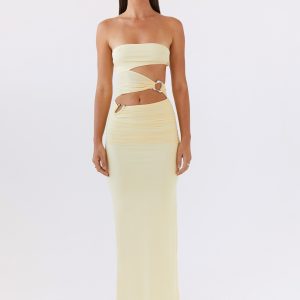 Into Pieces Mesh Maxi Dress - Lemon
