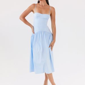 Yvette Corset Midi Dress - Blue