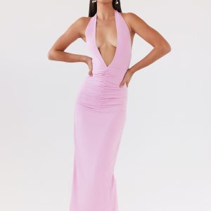 Whisked Away Halterneck Maxi Dress - Pink