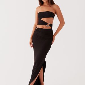 Into Pieces Mesh Maxi Dress - Black