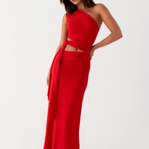 Love Me Tie Maxi Dress - Red