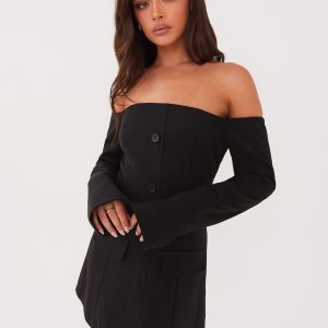 Dominique Blazer Mini Dress - Black